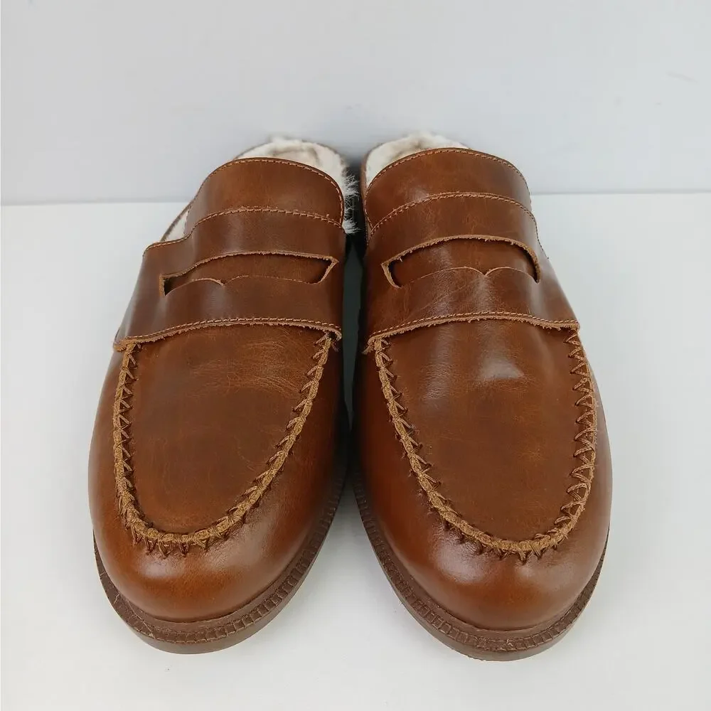 Kelsi Dagger SZ 8.5 Brooklyn Lock Cognac Faix Fir Penny Loafer Mules NEW